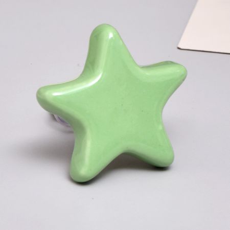 Green Ceramic Star Cabinet Knobs for Nursery